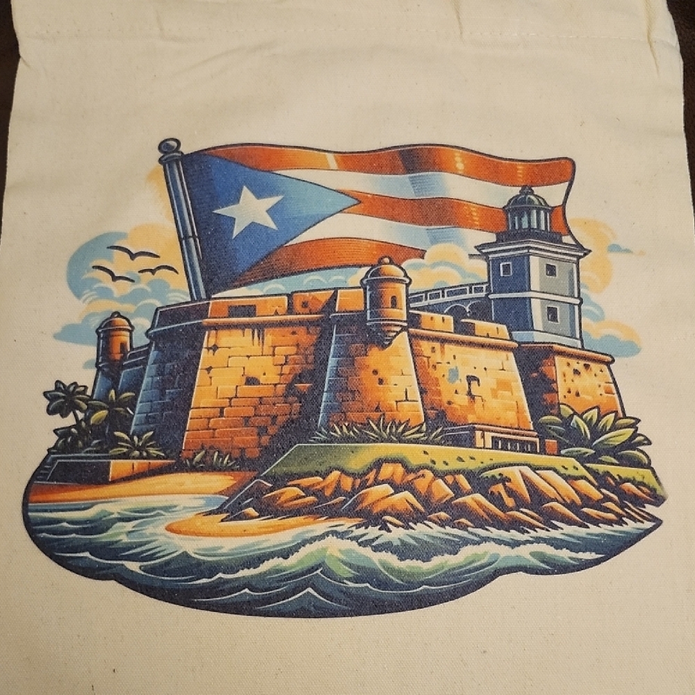 Puerto Rico Flag Canvas Tote - Picture 2 of 4